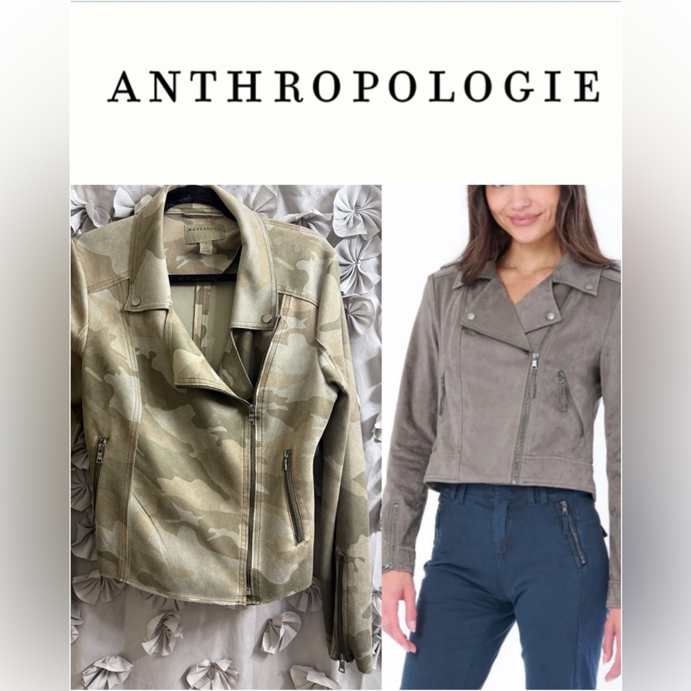 Anthropologie Faux Suede Camouflage Jacket